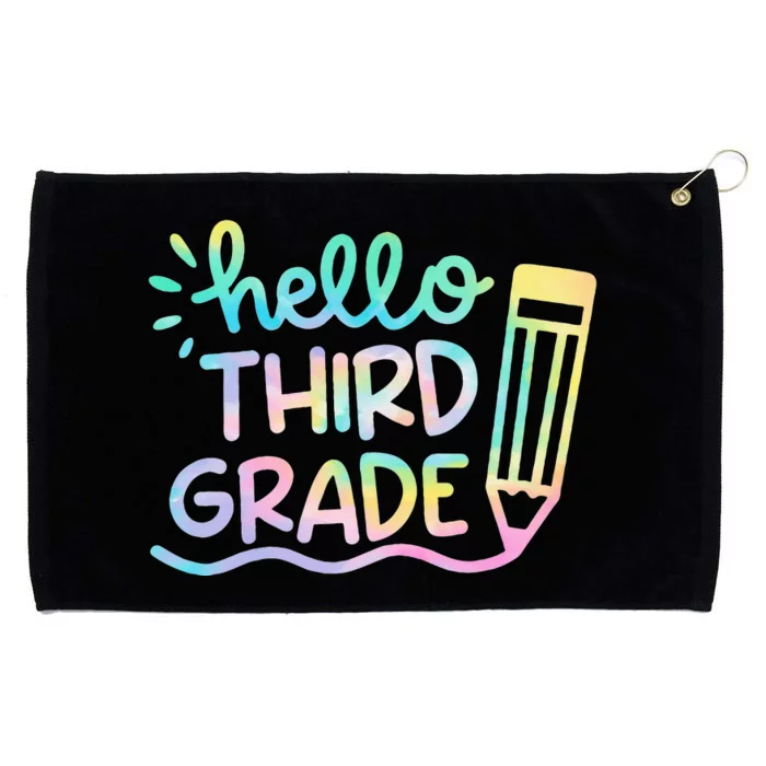 Hello 3rd Grade Tie Dye Teachers Kids Back To School Funny Grommeted Golf Towel