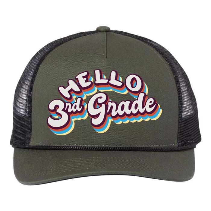 Hello 3rd Grade Colorful Retro Rope Trucker Hat Cap