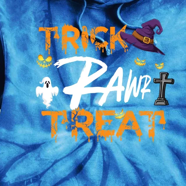 Holiday 365 Halloween Trick Rawr Treat Funny Gift Tie Dye Hoodie