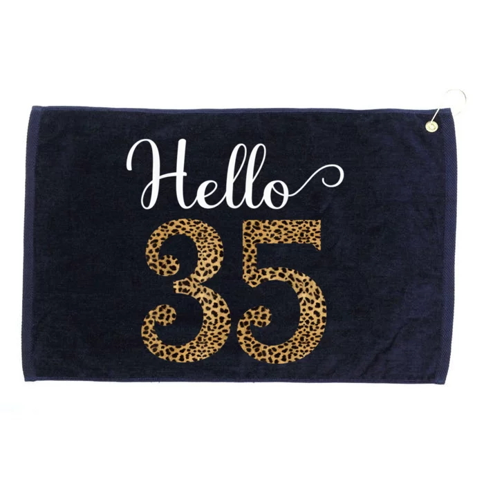 Hello 35 Years Leopard Print 35th Birthday Party Woman Gift Grommeted Golf Towel