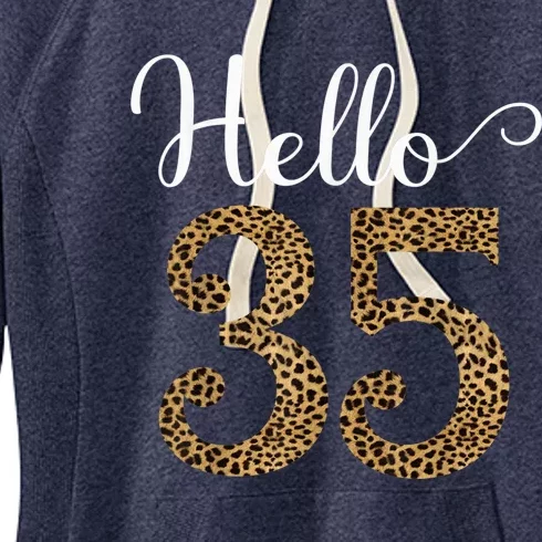 Hello 35 Years Leopard Print 35th Birthday Party Woman Gift Women's Fleece Hoodie