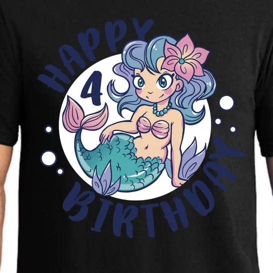 Happy 4th Birthday Cute Mermaid Pajama Set