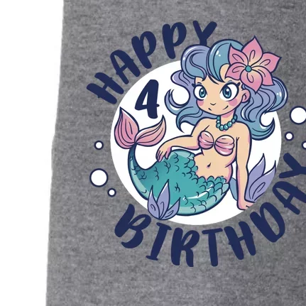 Happy 4th Birthday Cute Mermaid Doggie 3-End Fleece Hoodie