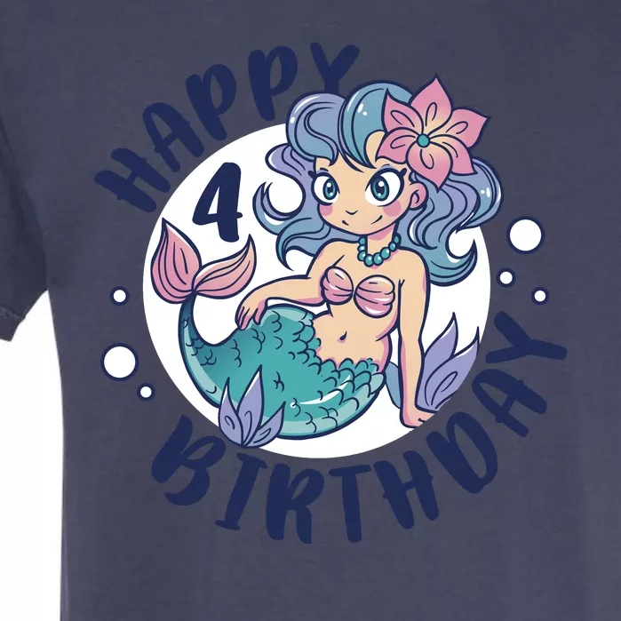 Happy 4th Birthday Cute Mermaid Garment-Dyed Heavyweight T-Shirt