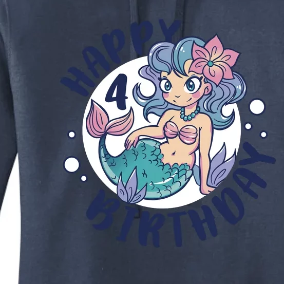 Happy 4th Birthday Cute Mermaid Women's Pullover Hoodie