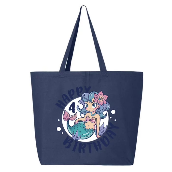 Happy 4th Birthday Cute Mermaid 25L Jumbo Tote