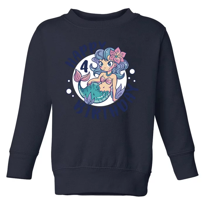 Happy 4th Birthday Cute Mermaid Toddler Sweatshirt