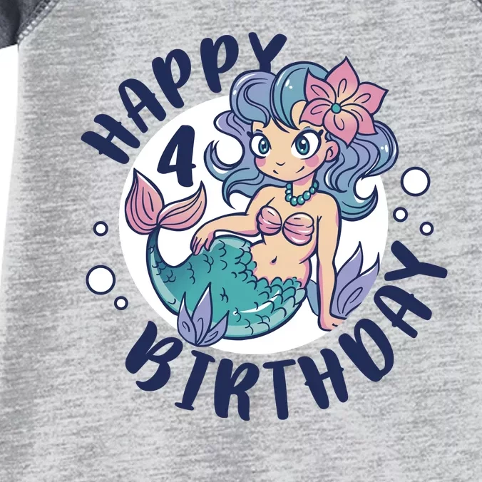 Happy 4th Birthday Cute Mermaid Infant Baby Jersey Bodysuit