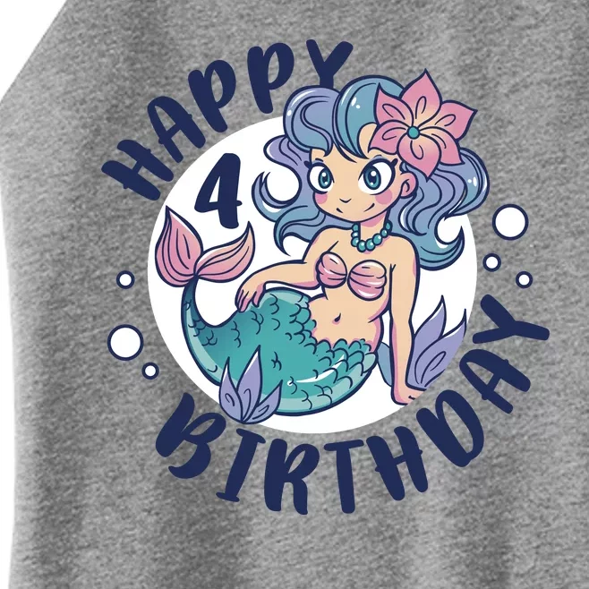 Happy 4th Birthday Cute Mermaid Women’s Perfect Tri Rocker Tank