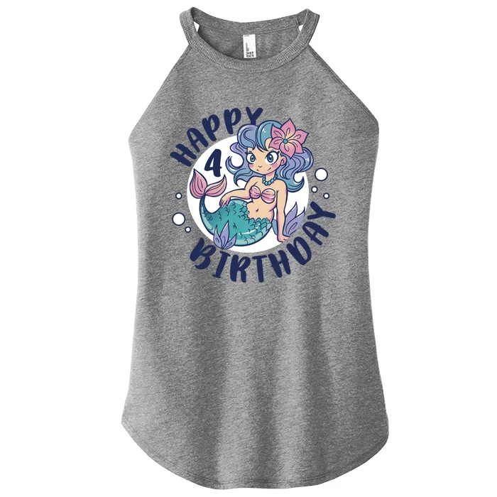 Happy 4th Birthday Cute Mermaid Women’s Perfect Tri Rocker Tank