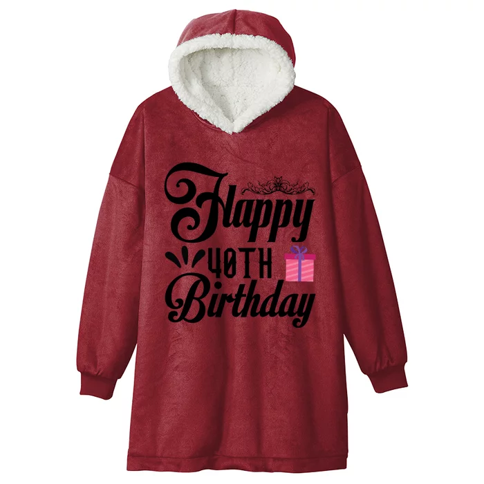 Happy 40th Birthday Celebration Graphic Hooded Wearable Blanket