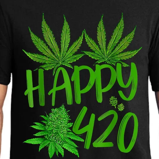 Happy 420 Day Cannabis Weed Marijuana Leaf Lovers Men Women Pajama Set