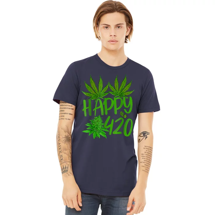 Happy 420 Day Cannabis Weed Marijuana Leaf Lovers Men Women Premium T-Shirt