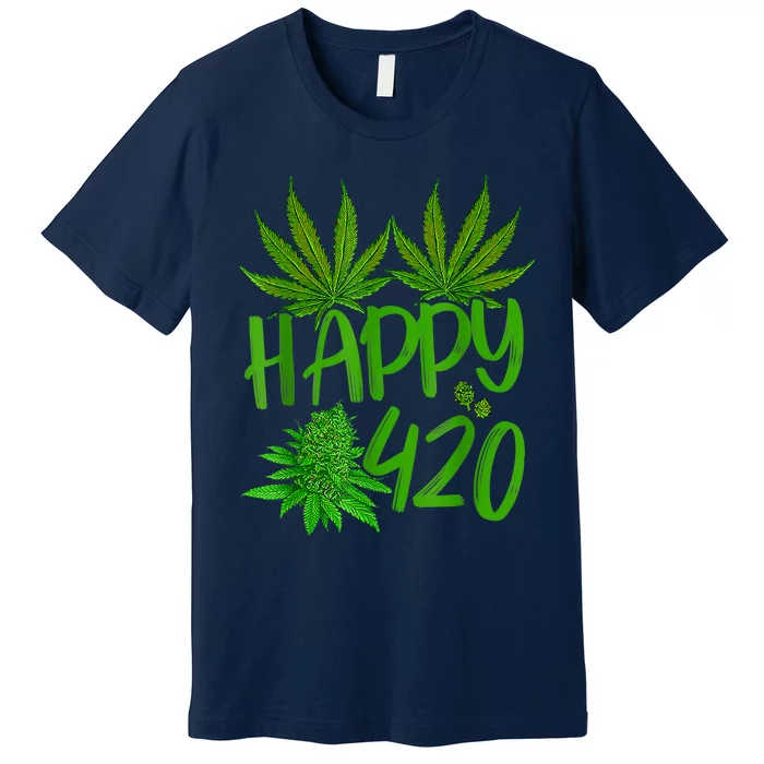 Happy 420 Day Cannabis Weed Marijuana Leaf Lovers Men Women Premium T-Shirt