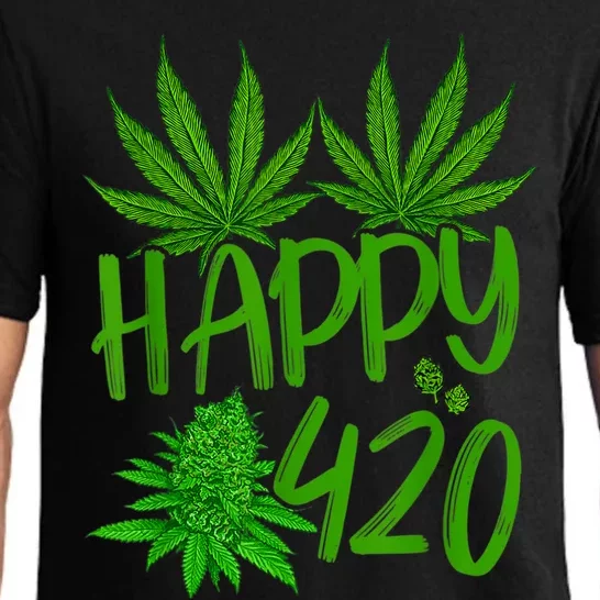 Happy 420 Day Cannabis Weed Marijuana Leaf Lovers Men Women Pajama Set