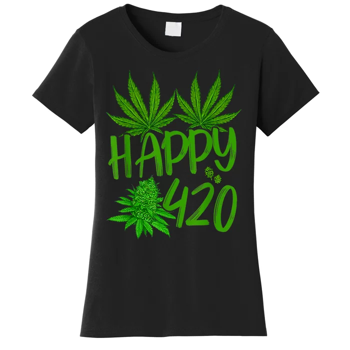 Happy 420 Day Cannabis Weed Marijuana Leaf Lovers Men Women Women's T-Shirt