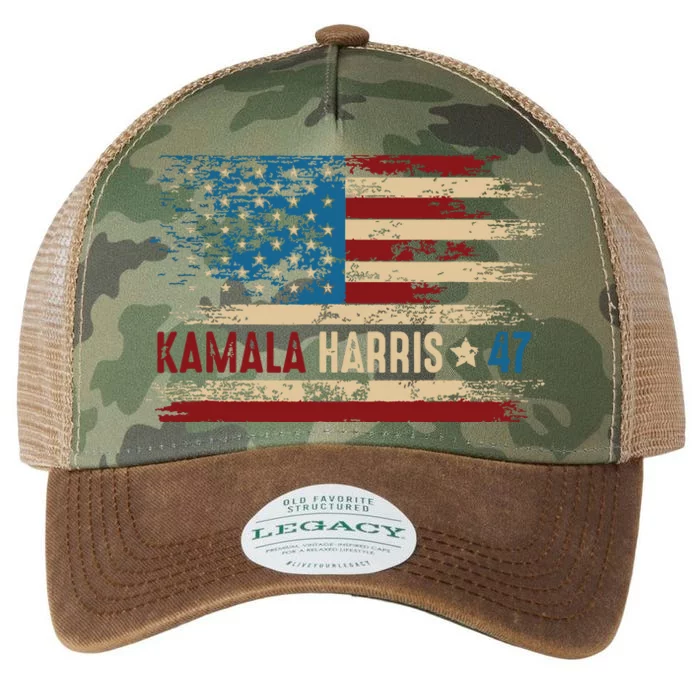 Harris 47 For President Usa American Flag Kamala Harris 2024 Legacy Tie Dye Trucker Hat