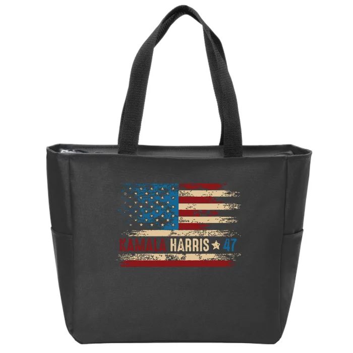 Harris 47 For President Usa American Flag Kamala Harris 2024 Zip Tote Bag