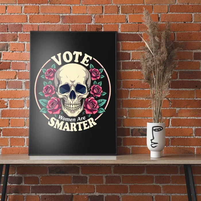 Harris 47 Feminist Vote Women Are Smarter Vintage Skull Rose Poster