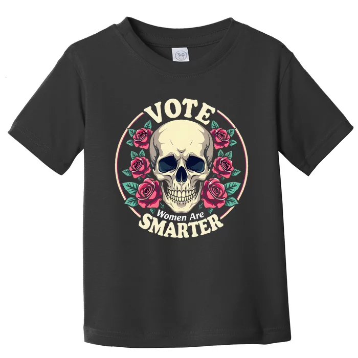 Harris 47 Feminist Vote Women Are Smarter Vintage Skull Rose Toddler T-Shirt