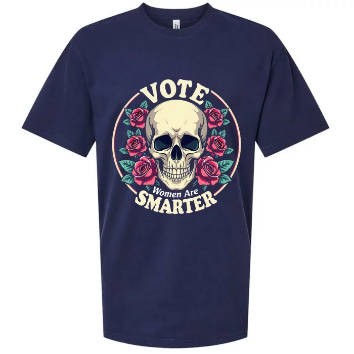 Harris 47 Feminist Vote Women Are Smarter Vintage Skull Rose Sueded Cloud Jersey T-Shirt