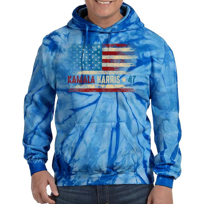 Harris 47 For President Usa American Flag Kamala Harris 2024 Tie Dye Hoodie