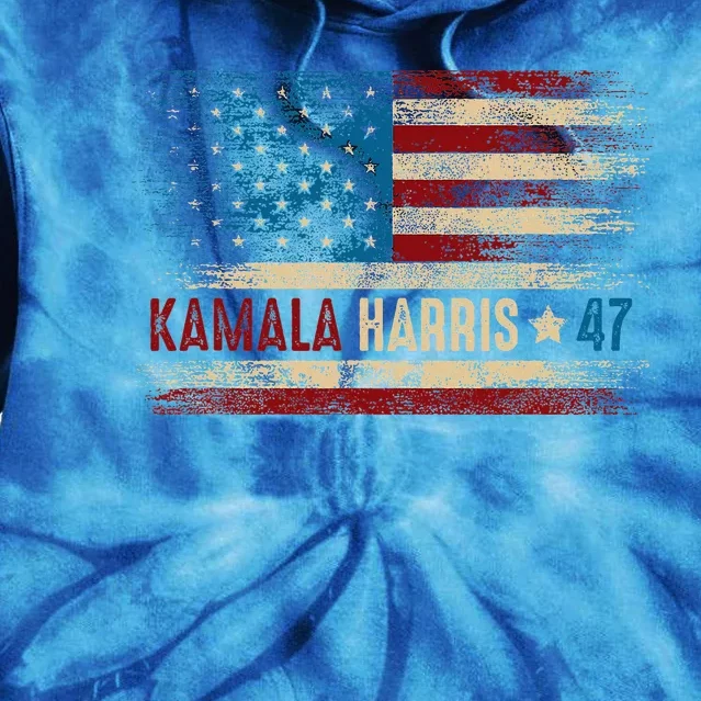 Harris 47 For President Usa American Flag Kamala Harris 2024 Tie Dye Hoodie