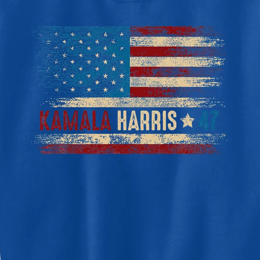 Harris 47 For President Usa American Flag Kamala Harris 2024 Kids Sweatshirt