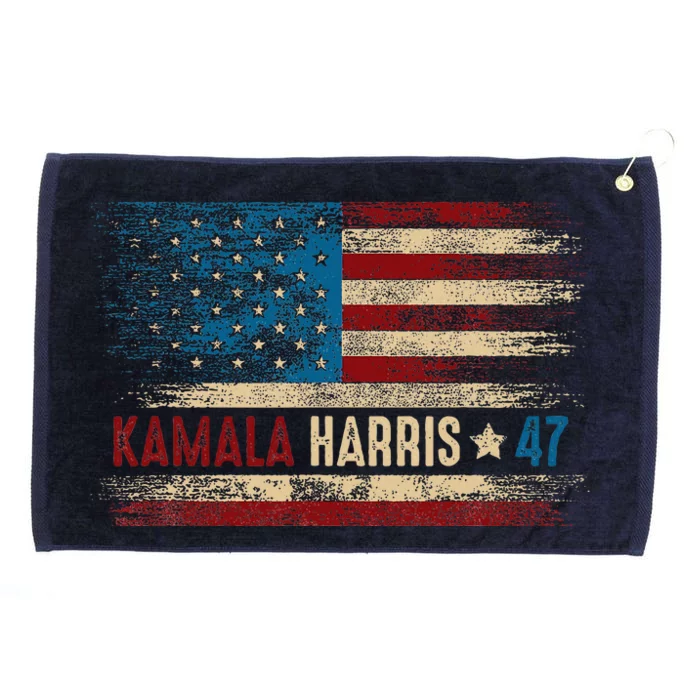 Harris 47 For President Usa American Flag Kamala Harris 2024 Grommeted Golf Towel