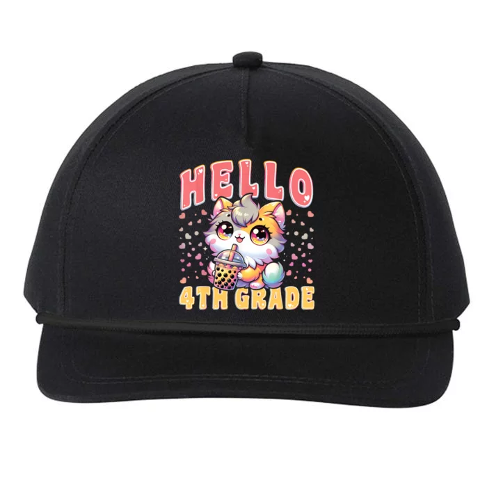 Hello 4th Grade Cat For First Day Of 4th Grade Snapback Five-Panel Rope Hat