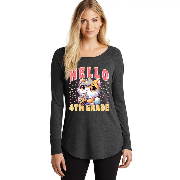 Hello 4th Grade Cat For First Day Of 4th Grade Women's Perfect Tri Tunic Long Sleeve Shirt