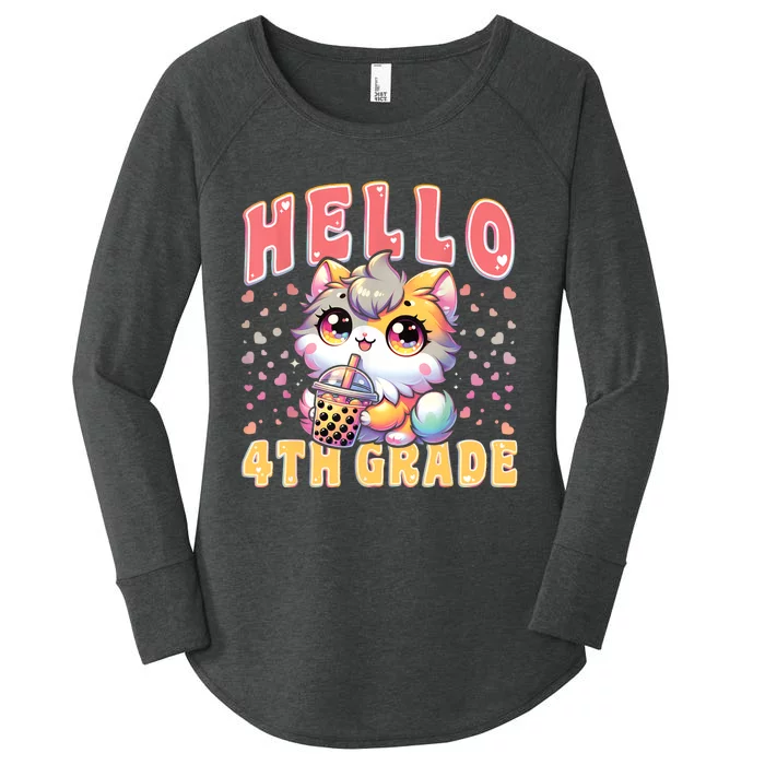 Hello 4th Grade Cat For First Day Of 4th Grade Women's Perfect Tri Tunic Long Sleeve Shirt