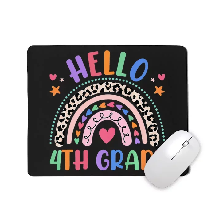 Hello 4th Grade Leopard Boho Rainbow 1st Day Of School Mousepad