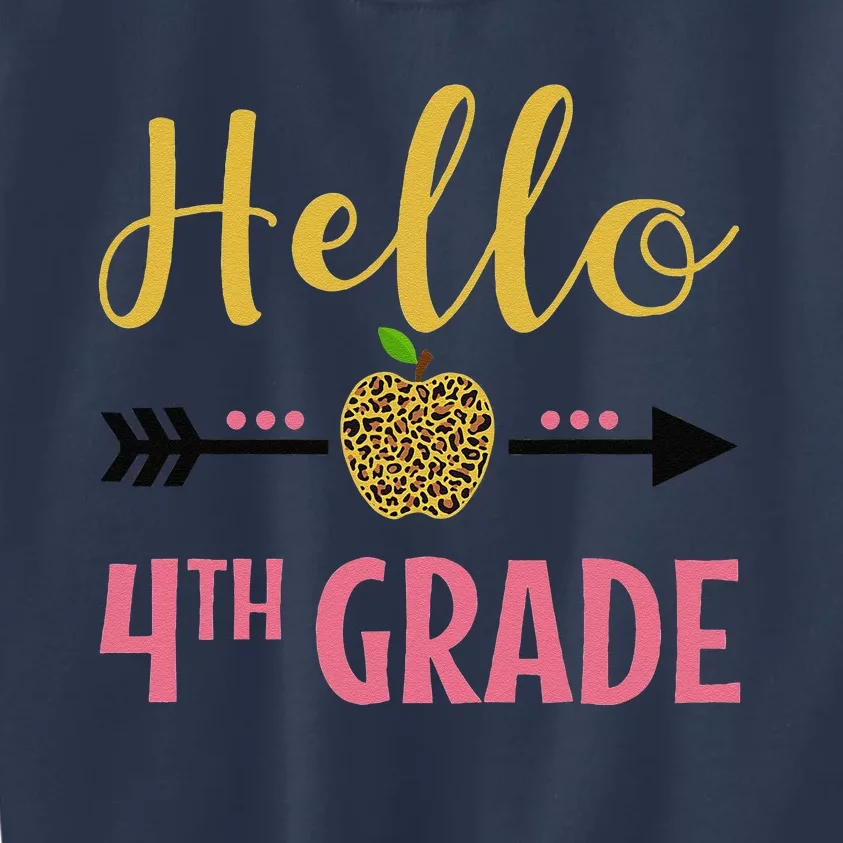 Hello 4th Grade Back To School Leopard Fourth Grade Kids Sweatshirt