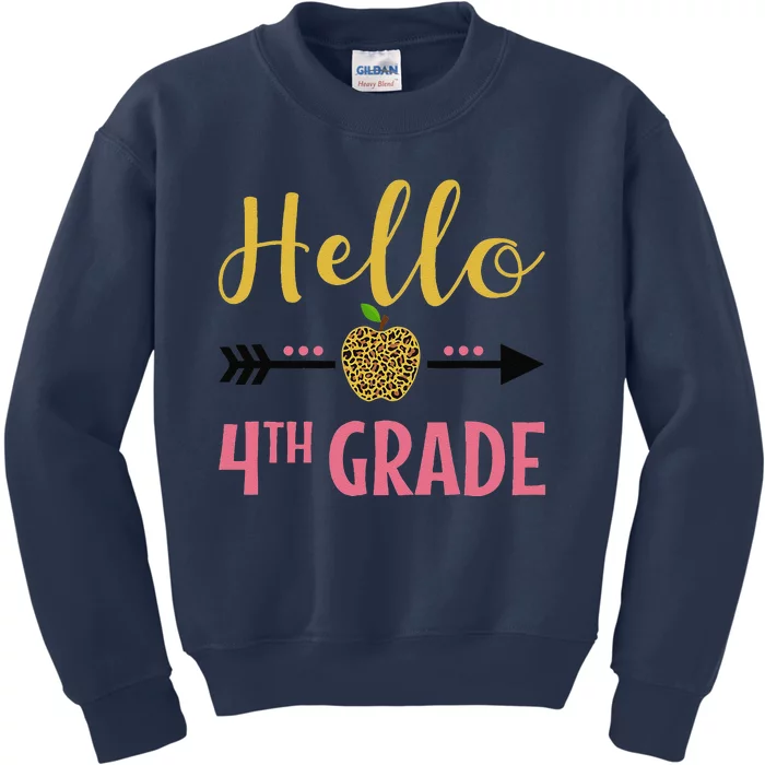 Hello 4th Grade Back To School Leopard Fourth Grade Kids Sweatshirt