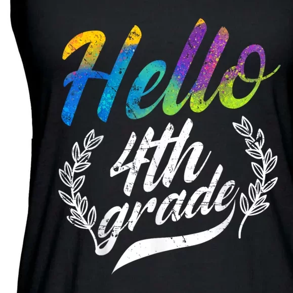 Hello 4th Grade Teacher Students Back To School Girl Ladies Essential Flowy Tank