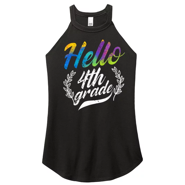 Hello 4th Grade Teacher Students Back To School Girl Women’s Perfect Tri Rocker Tank