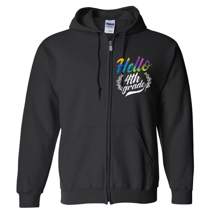 Hello 4th Grade Teacher Students Back To School Girl Full Zip Hoodie