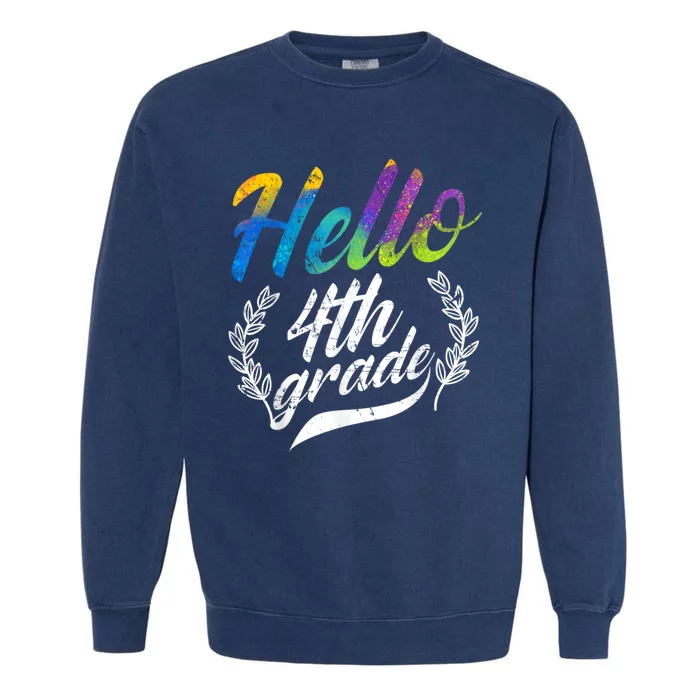 Hello 4th Grade Teacher Students Back To School Girl Garment-Dyed Sweatshirt