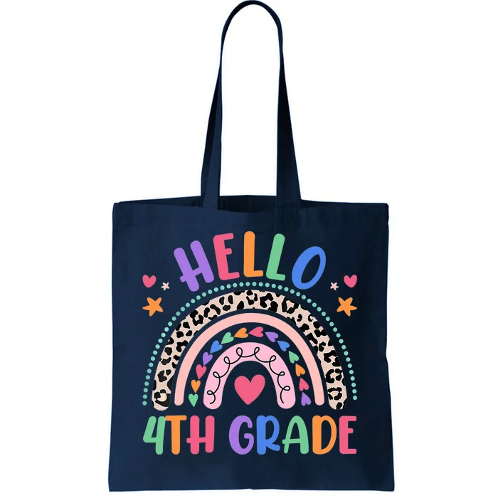 Hello 4th Grade Leopard Boho Rainbow Back To School Tote Bag