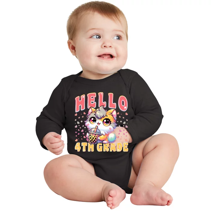 Hello 4th Grade Cat Girl For First Day Of 4th Grade Girl Baby Long Sleeve Bodysuit