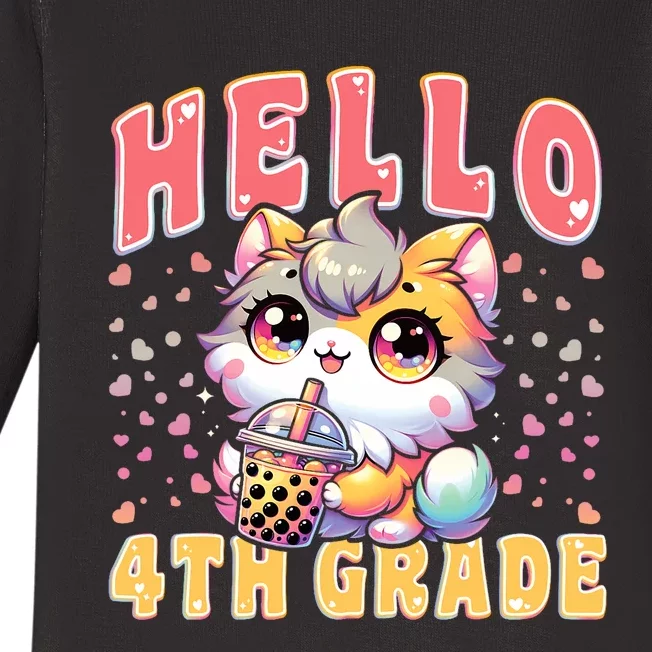 Hello 4th Grade Cat Girl For First Day Of 4th Grade Girl Baby Long Sleeve Bodysuit