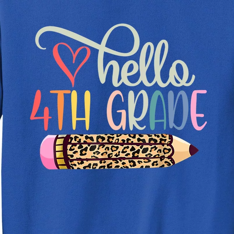 Hello 4Th Grade Leopard Pencil Back To School Fourth Grader Gift Sweatshirt