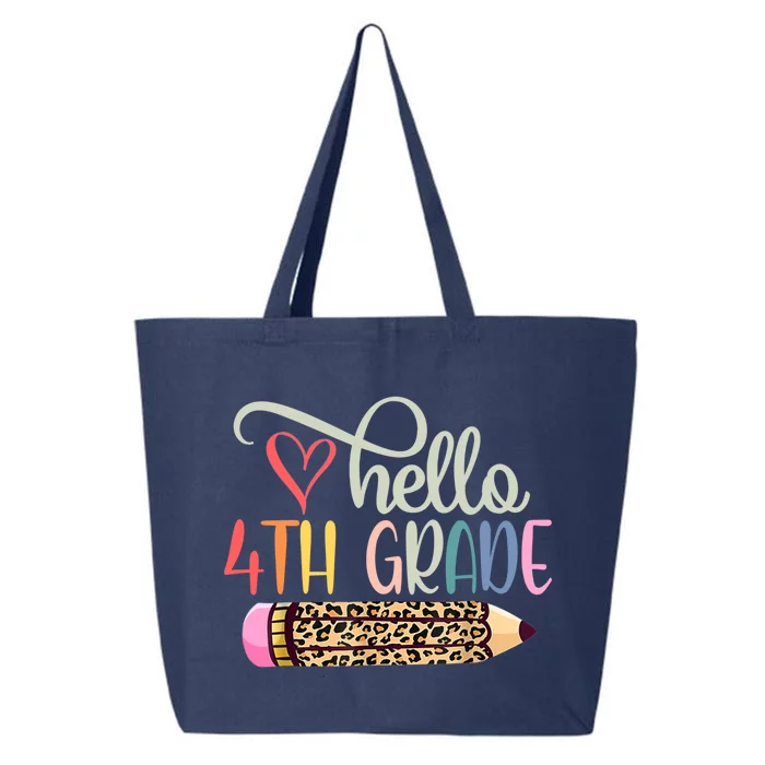 Hello 4Th Grade Leopard Pencil Back To School Fourth Grader Gift 25L Jumbo Tote