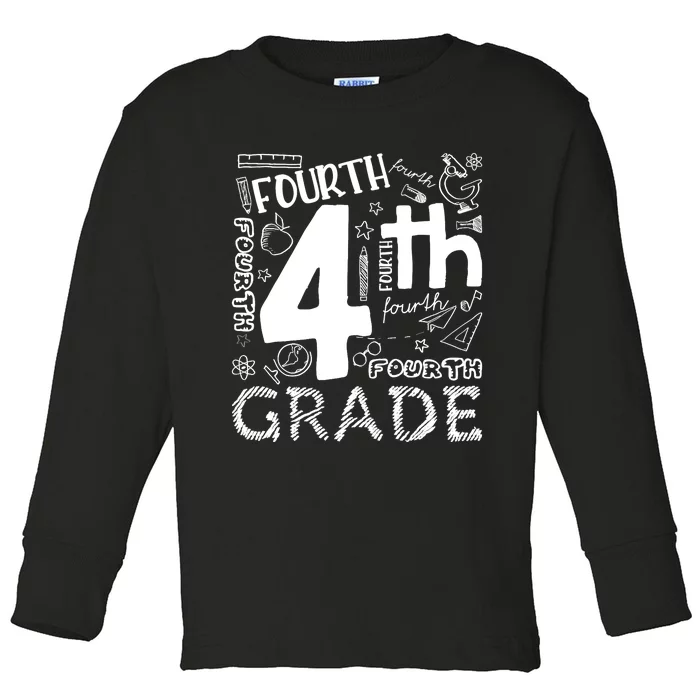 Hello 4th Grade Teacher Boy and Team Fourth Grade Girl Toddler Long Sleeve Shirt