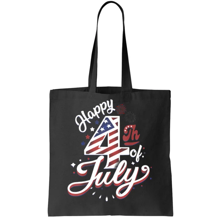 Happy 4th Of July Patriotic American US Flag 4th Of July Tote Bag