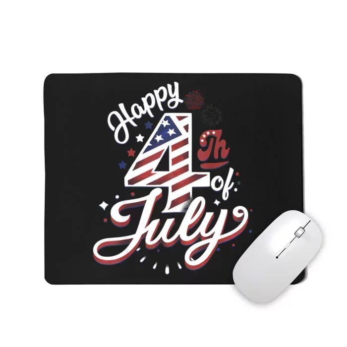 Happy 4th Of July Patriotic American US Flag 4th Of July Mousepad