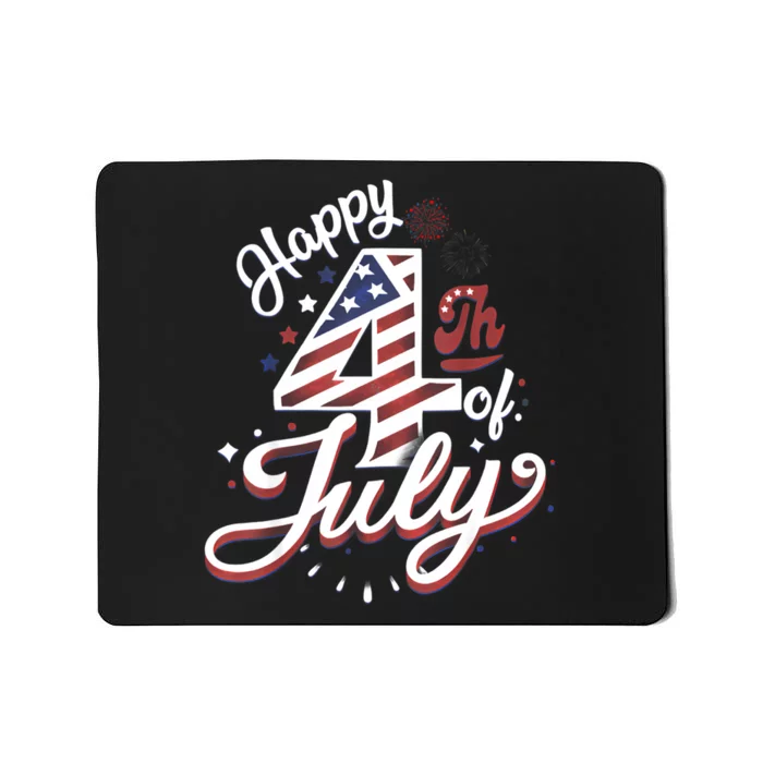 Happy 4th Of July Patriotic American US Flag 4th Of July Mousepad