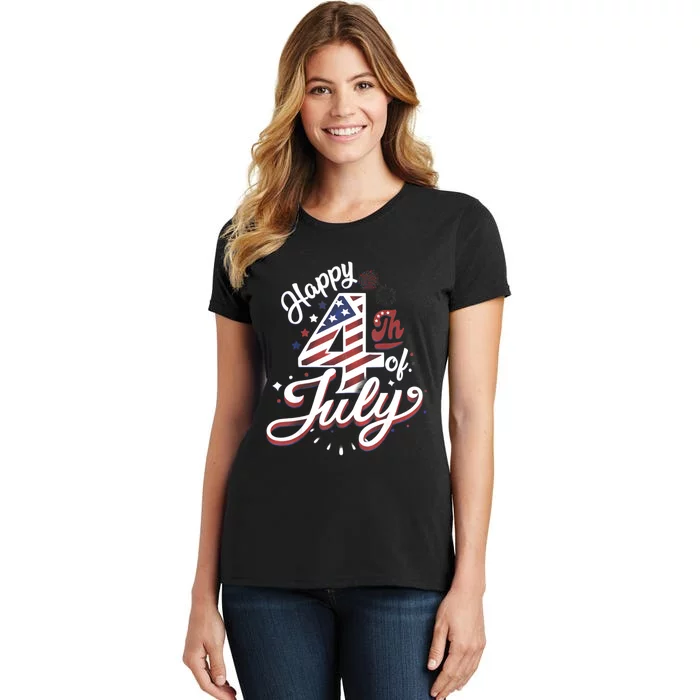 Happy 4th Of July Patriotic American US Flag 4th Of July Women's T-Shirt