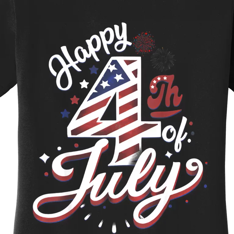 Happy 4th Of July Patriotic American US Flag 4th Of July Women's T-Shirt